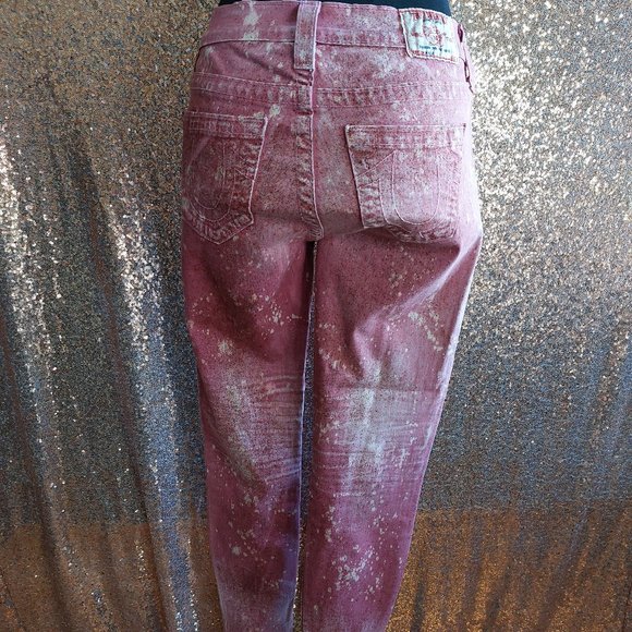 True Religion Halla Pink Skinny Distressed Denim Jeans - Picture 2 of 12